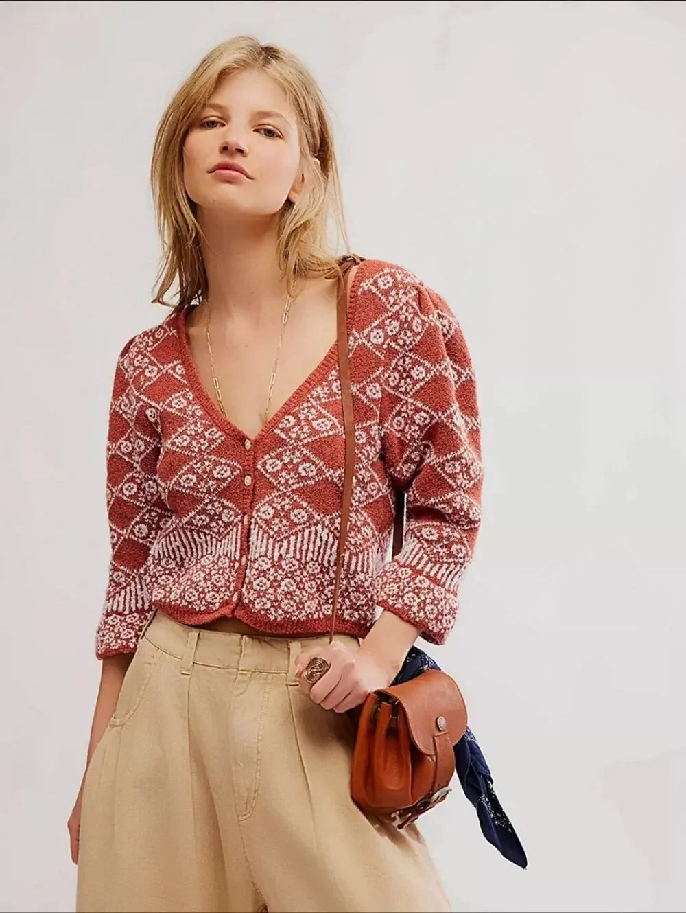 Free People Geo Floral Cardigan